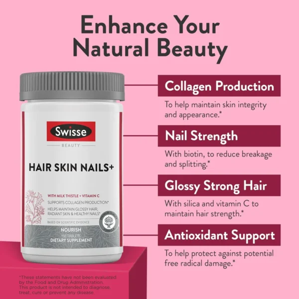 Swisse Biotin Hair Skin and Nails Collagen Supplement for Women & Men - Image 2