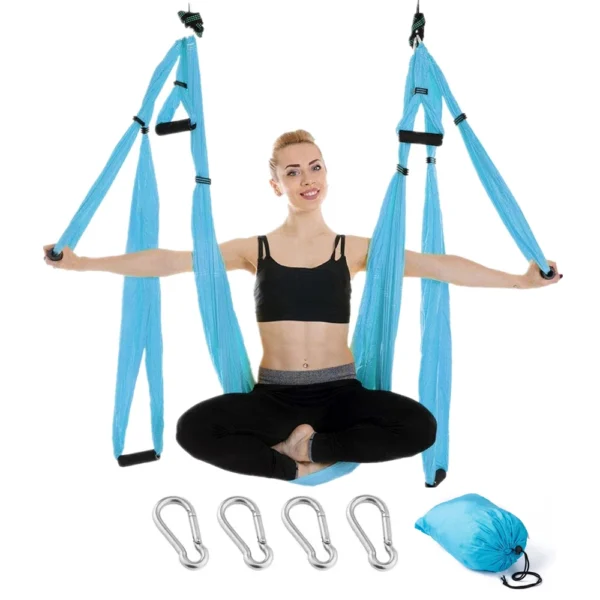 15 Color 6 Handles Anti-gravity Aerial Yoga Hammock Set Multifunction Yoga Belt Flying Yoga Inversion Tool with Carry Bag