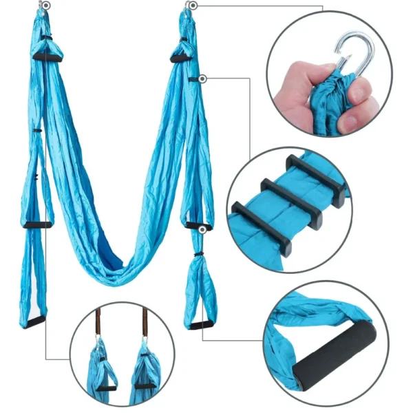 15 Color 6 Handles Anti-gravity Aerial Yoga Hammock Set Multifunction Yoga Belt Flying Yoga Inversion Tool with Carry Bag - Image 3