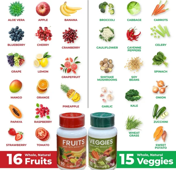 Fruit and Vegetable Supplement Filled with Vitamins and Minerals Promote Antioxidants Increase Lmmune Defense - Image 3