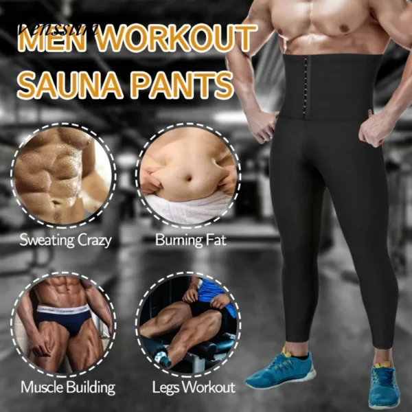 Men Body Shaper Thermo Sauna Pants Sweat Waist Trainer Leggings Slimming Weight Loss Workout Gym Compression Shorts Shapewear - Image 5