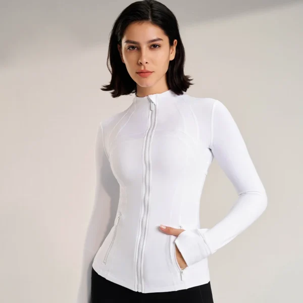 Women's 2024 new collar Slim jacket sports long-sleeved jacket fitness yoga clothing quick dry breathable fitness clothing - Image 3