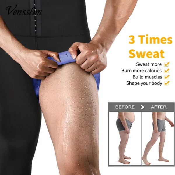 Men Body Shaper Thermo Sauna Pants Sweat Waist Trainer Leggings Slimming Weight Loss Workout Gym Compression Shorts Shapewear - Image 3