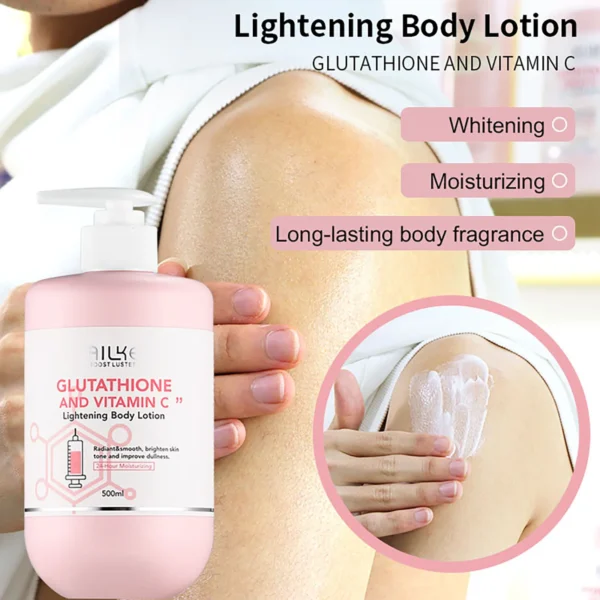 AILKE Vitamin C & Glutathione Brightening Body Lotion, Even Skin Tone, Lightening, Neck, Elbows, Armpits, Legs, Glowing Cream - Image 2