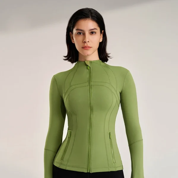 Women's 2024 new collar Slim jacket sports long-sleeved jacket fitness yoga clothing quick dry breathable fitness clothing