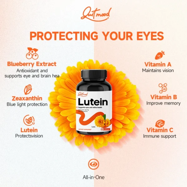 Quitmood Lutein and Zeaxanthin 25 mg 60 Softgels Eye Health Vitamins - Image 4